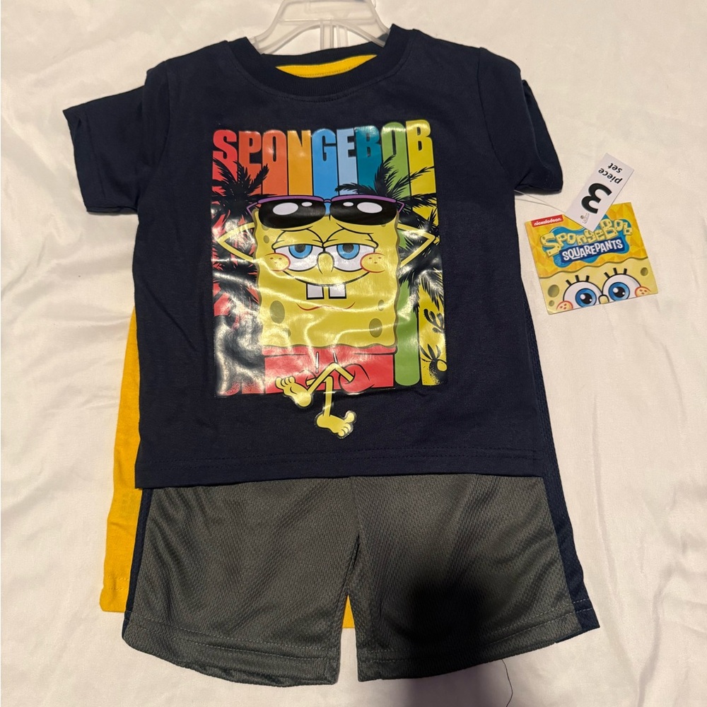 SpongeBob SquarePants Navy and Yellow Kids Matching Set